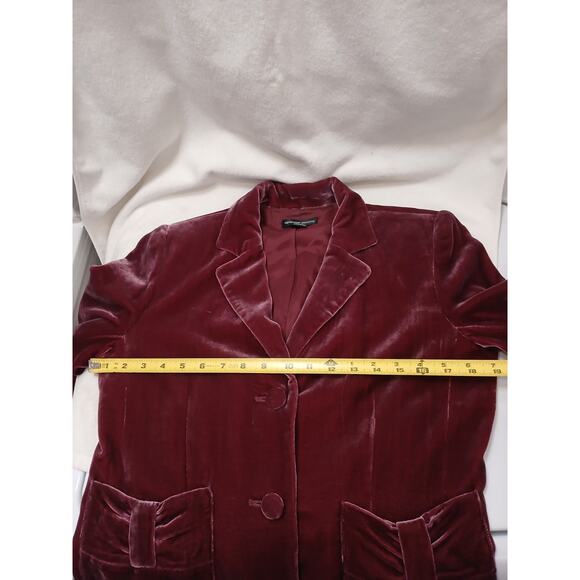 Spencer Jeremy Silk Velvet Blazer Sz M Burgundy Whimsi Holiday Party Elegant Vtg - Picture 9 of 15